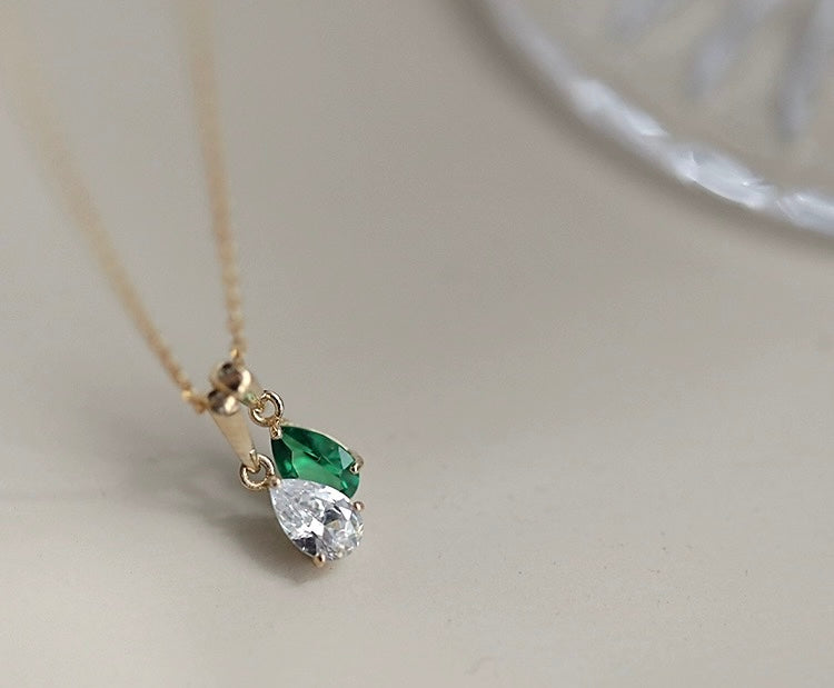 Diamond Cut Teardrop Charm Necklace