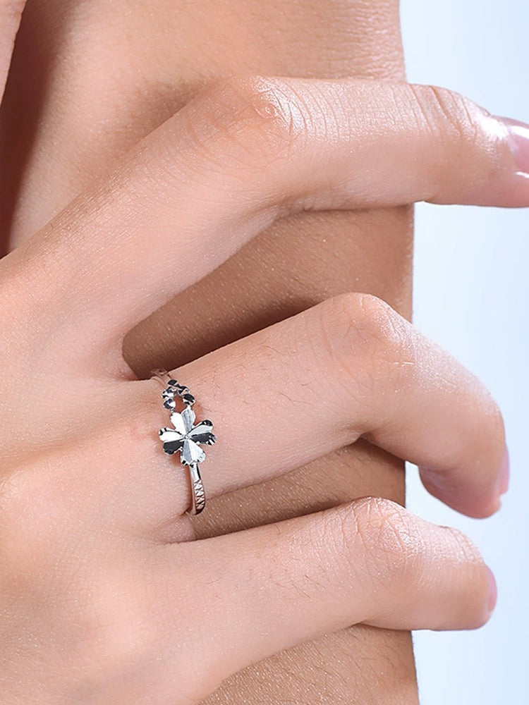 Mirror Cut Clover Stackable Ring