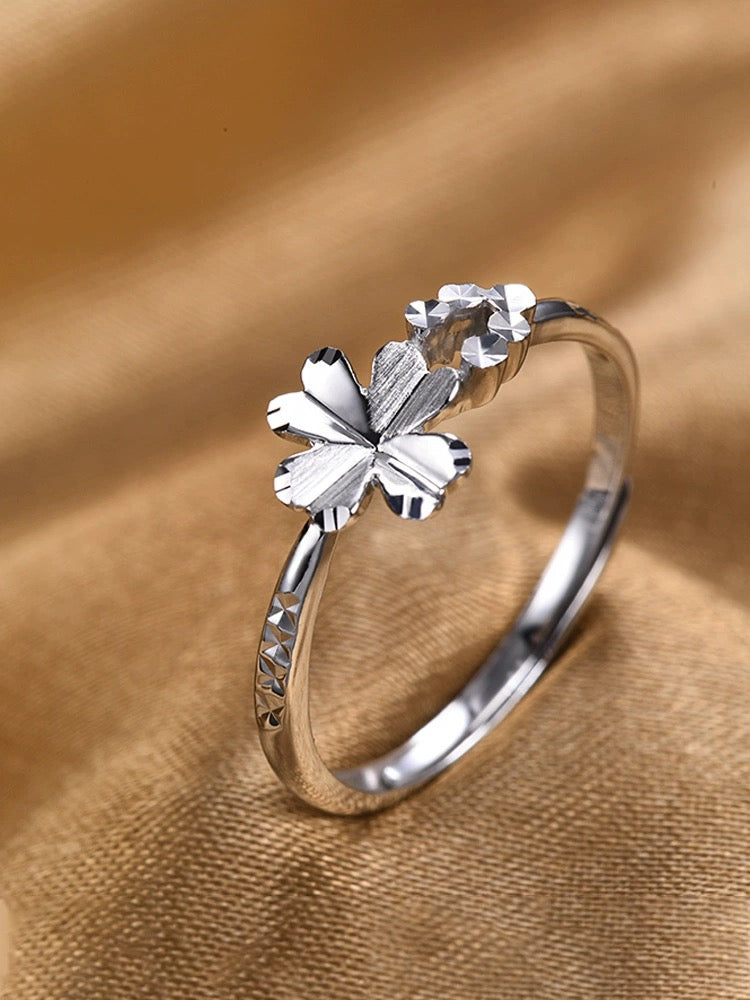 Mirror Cut Clover Stackable Ring