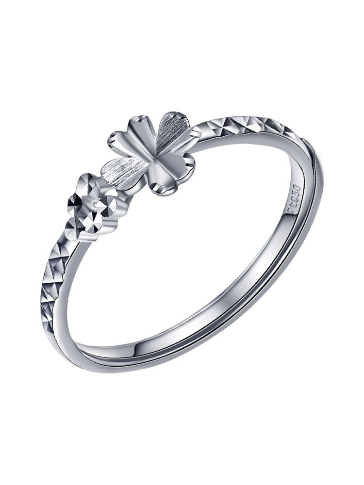 Mirror Cut Clover Stackable Ring