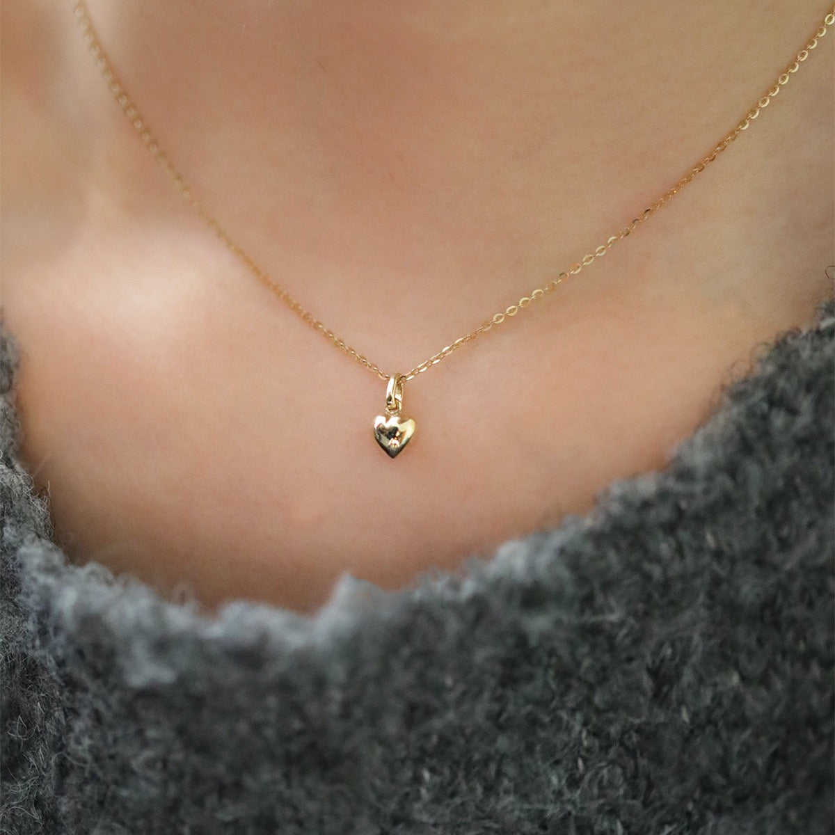 Tiny Spade Heart Charm Necklace