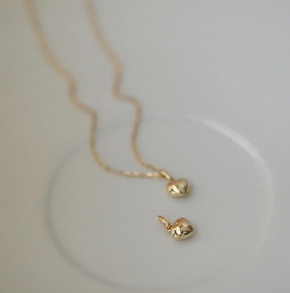 Tiny Spade Heart Charm Necklace