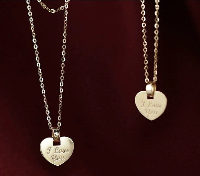 Valentine Heart Plate Charm Necklace