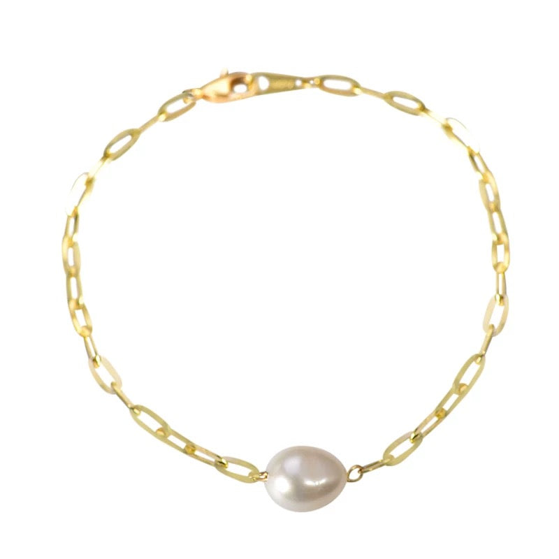 Pearl On Trace Chain Bracelet