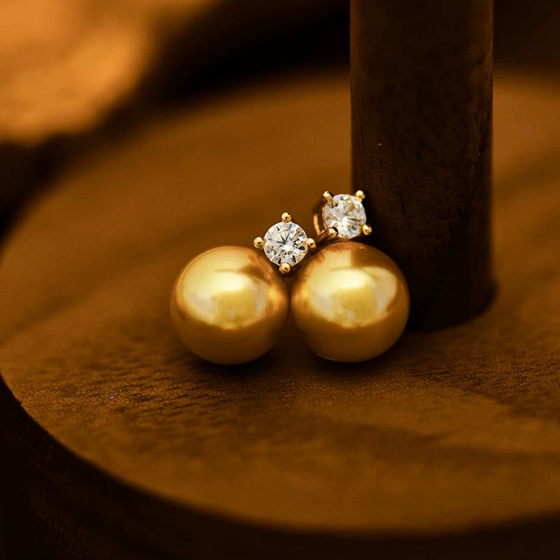 Treasure Pearl Ball Stud Earrings