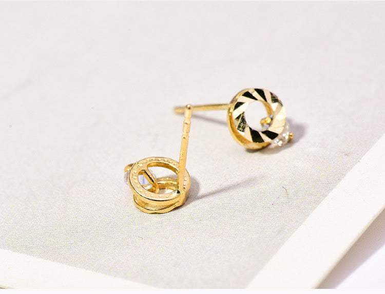 Spiral Circle Jewel Stud Earrings