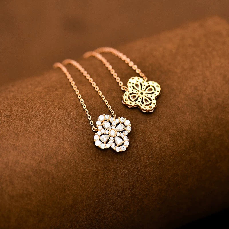 Studded Jewel Flower Necklace