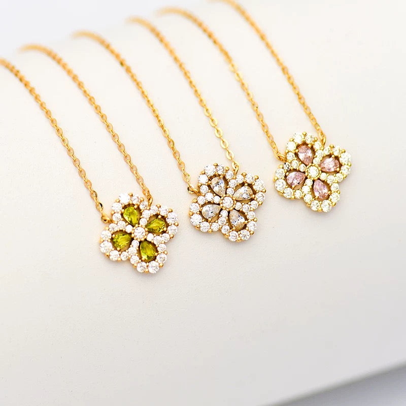 Studded Jewel Flower Necklace