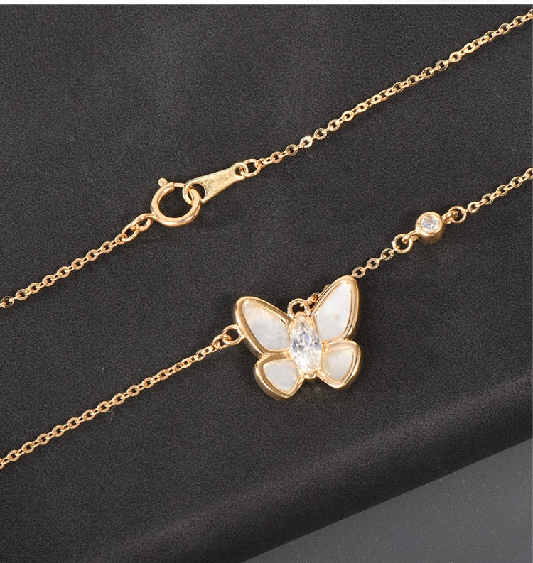 Hanging Mother Of Pearl Butterfly Necklace