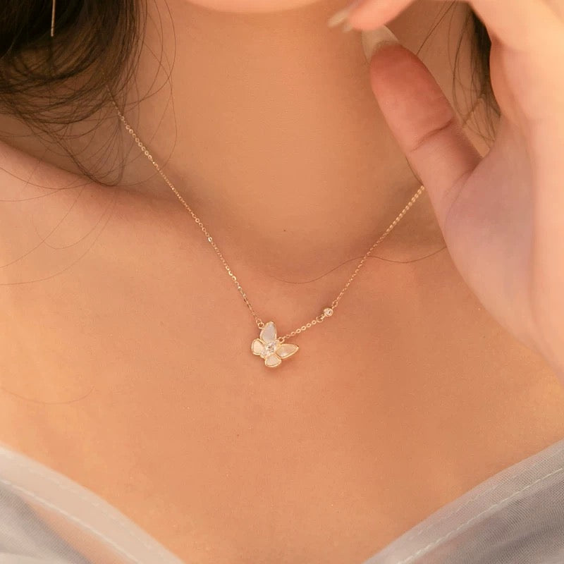 Hanging Mother Of Pearl Butterfly Necklace