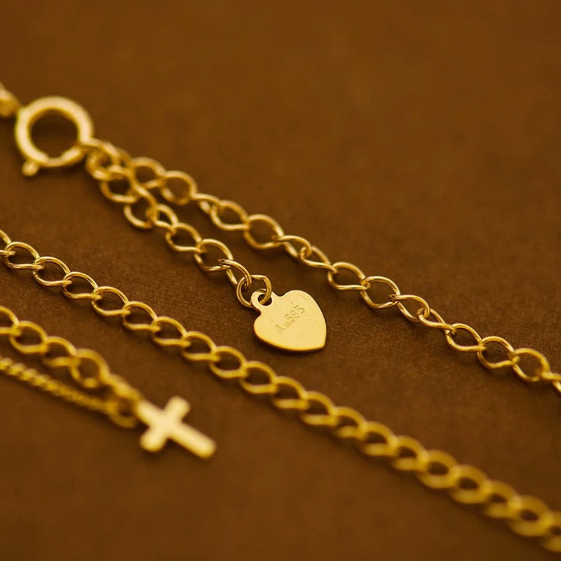 Asymmetric Chain Cross Choker Necklace