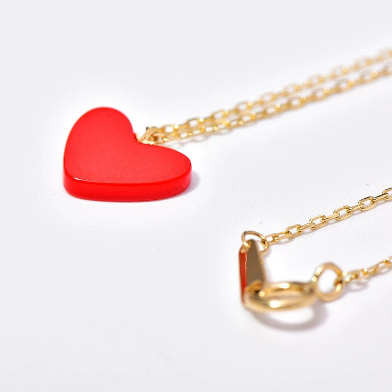 Red Acrylic Heart Necklace