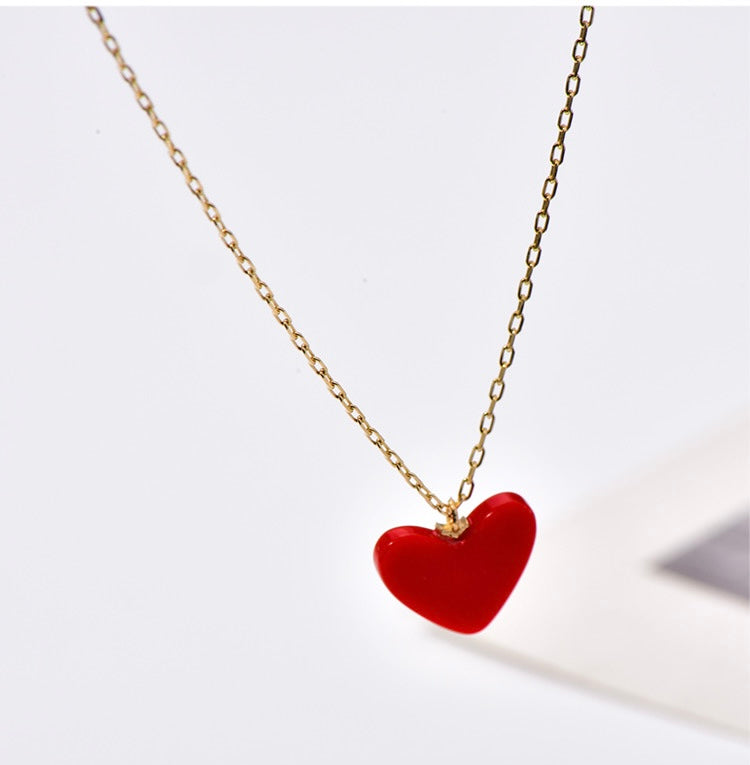 Red Acrylic Heart Necklace