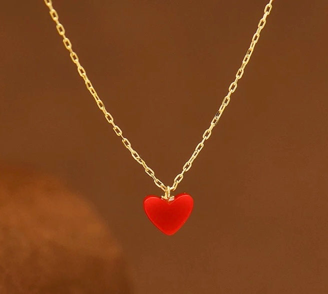 Red Acrylic Heart Necklace