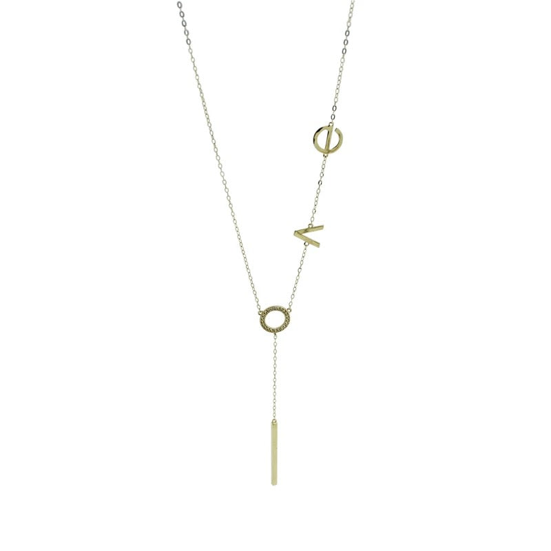 L.O.V.E Ring Chain Lariat Necklace