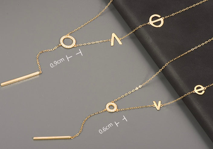 L.O.V.E Ring Chain Lariat Necklace