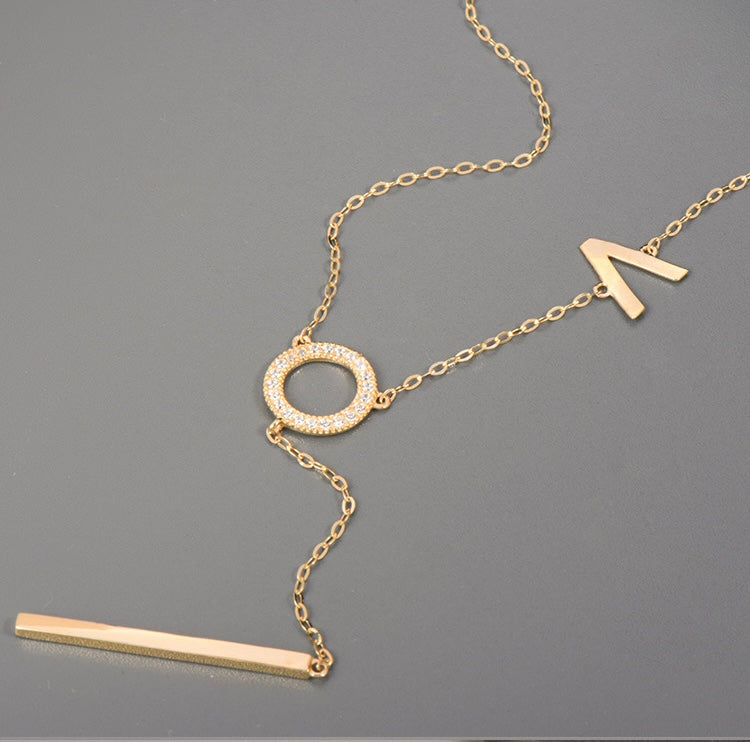 L.O.V.E Ring Chain Lariat Necklace