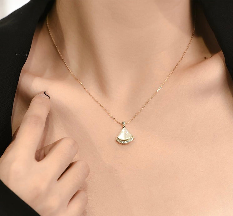 Paved Moissanite Skirt Charm Necklace