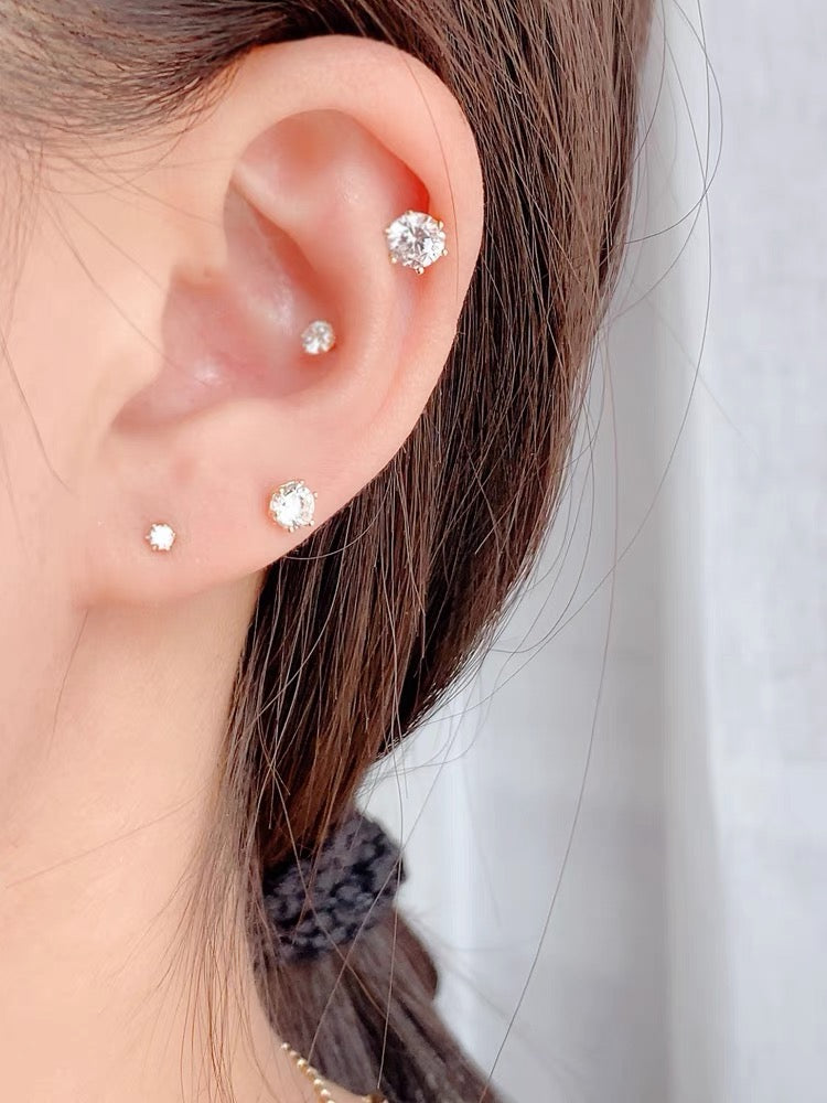 Diamond Hex Stud Earrings