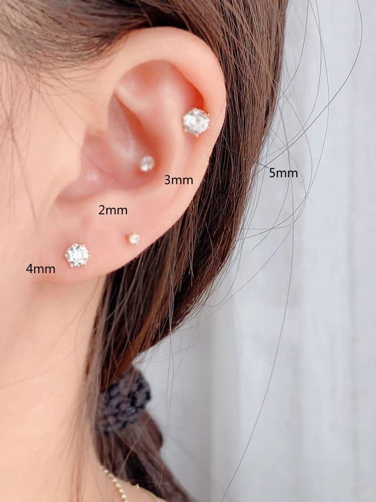 Diamond Hex Stud Earrings