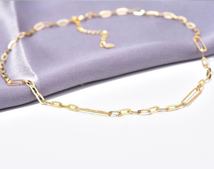 Ribbed Paperclip Chain Collar Necklace