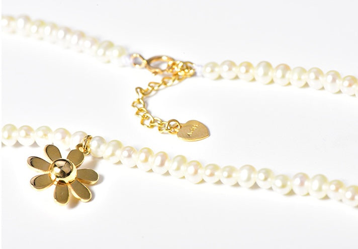 Sunflower Pearl Collar Necklace