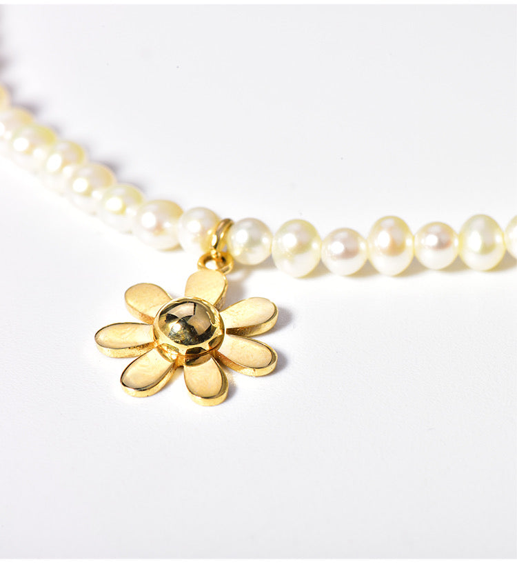 Sunflower Pearl Collar Necklace