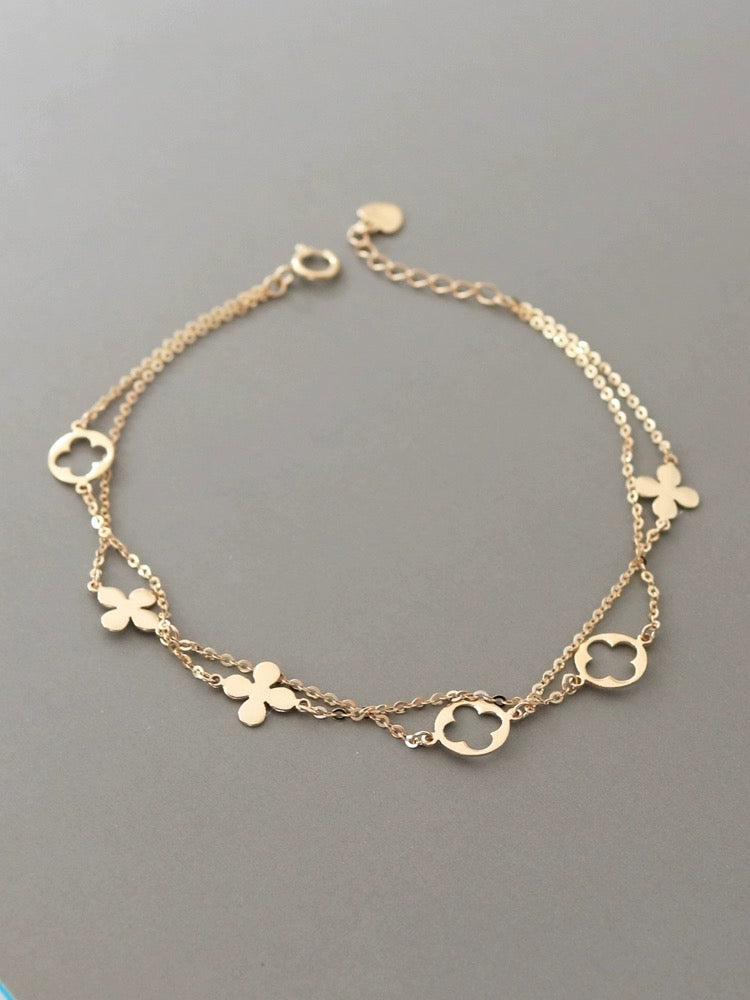 Double Chain Flower Petal Bracelet