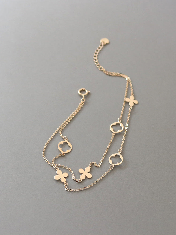 Double Chain Flower Petal Bracelet