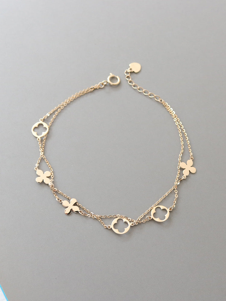 Double Chain Flower Petal Bracelet