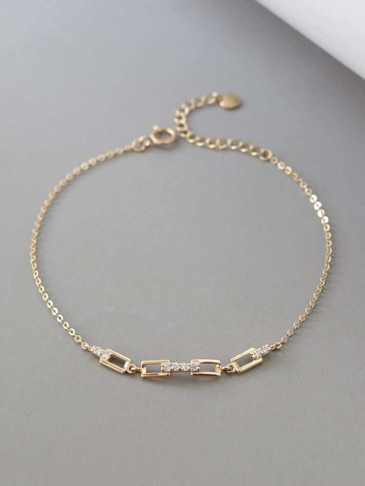 Gemstone Linked Frames Chain Bracelet