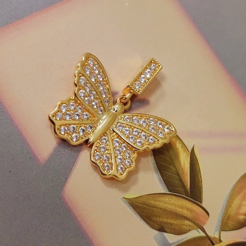 Spotlight Studded Butterfly Charm Pendant