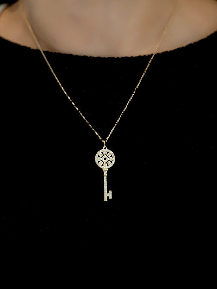 Ancient Studded Key Charm Necklace