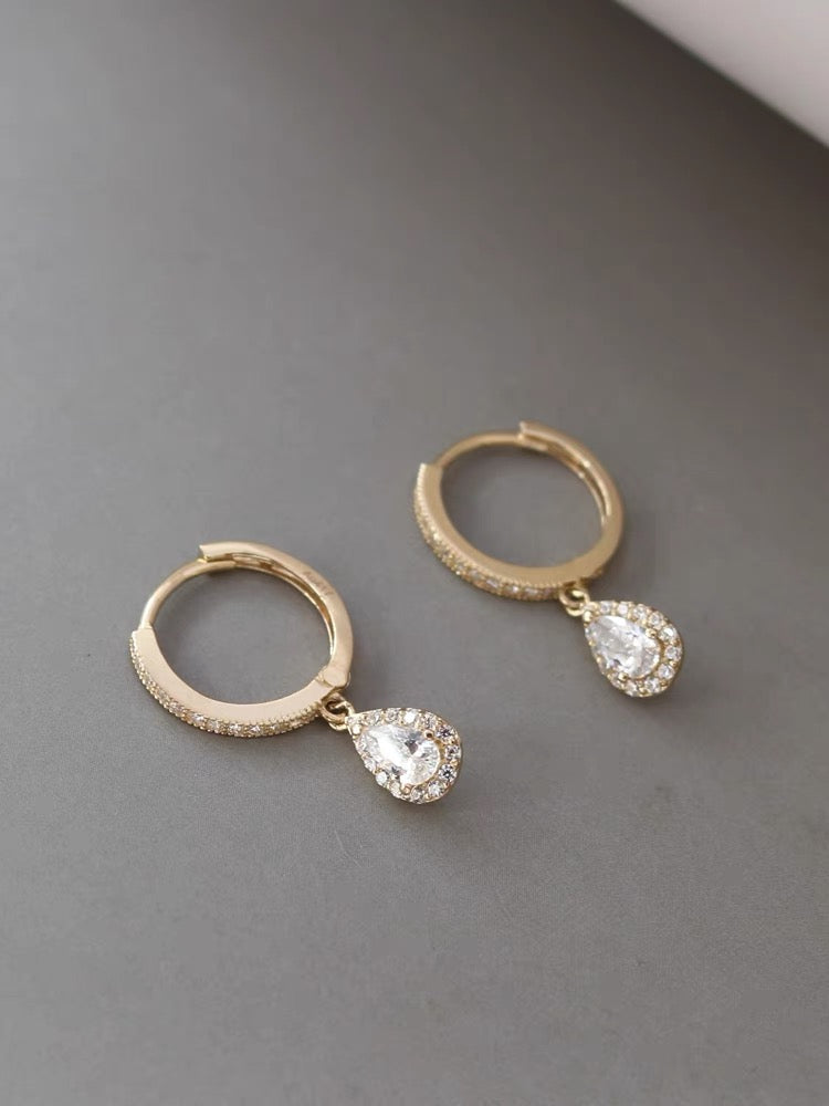 Pear Halo Hoop Earrings