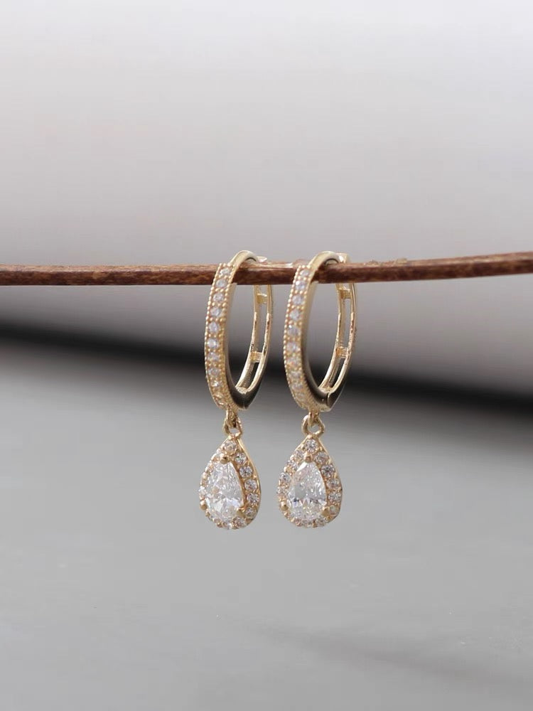 Pear Halo Hoop Earrings