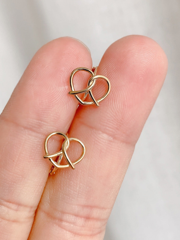 Pretzel Heart Huggie Hoops