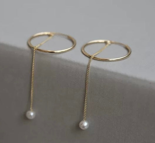 Chain Pearl & Hoop Combo Earrings