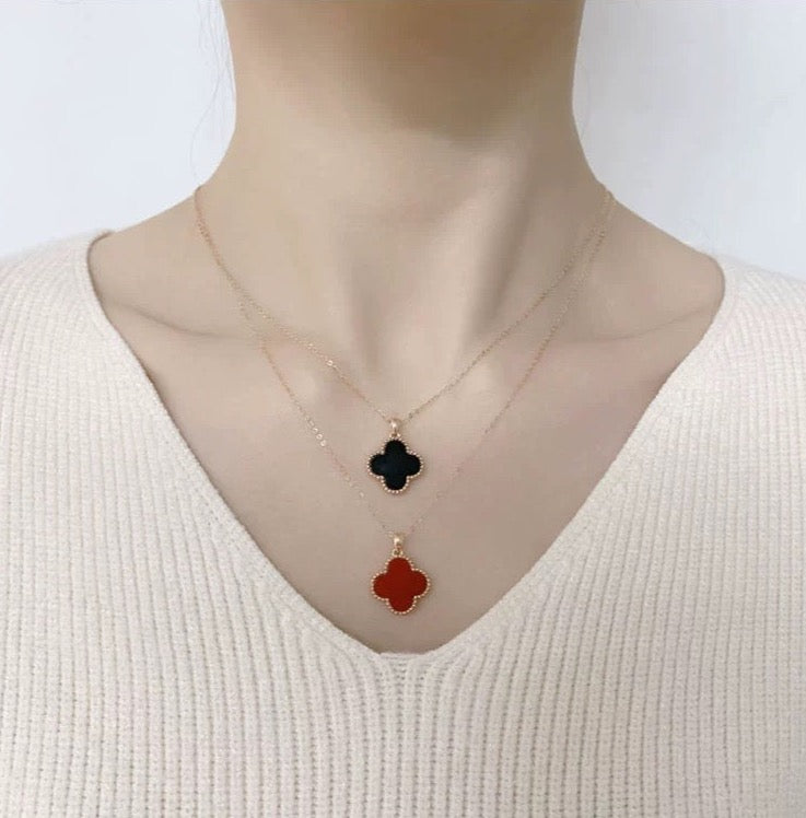 Beaded Clover Agate Charm Pendant