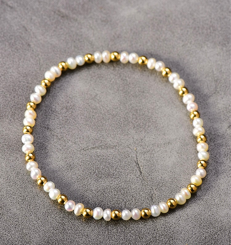 Pearl & Gold Bead Candy Bracelet