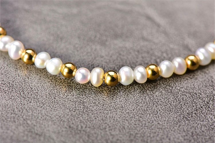 Pearl & Gold Bead Candy Bracelet