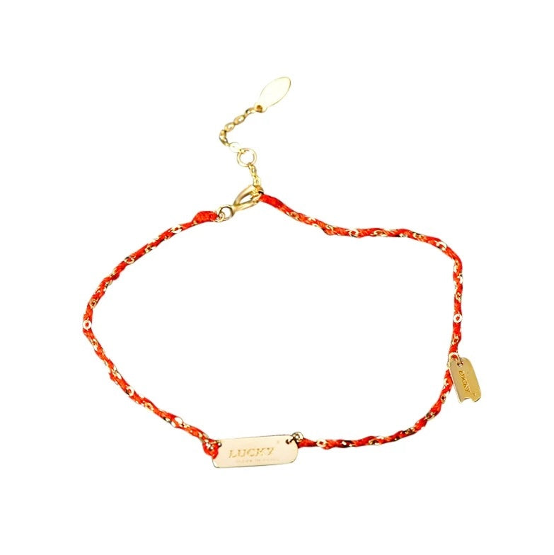 'Good Luck' Tag Red Rope Bracelet