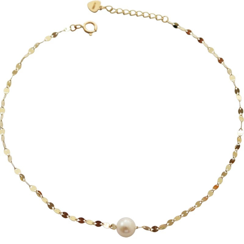 Pearl on Sequinned Kiss Chain Bracelet