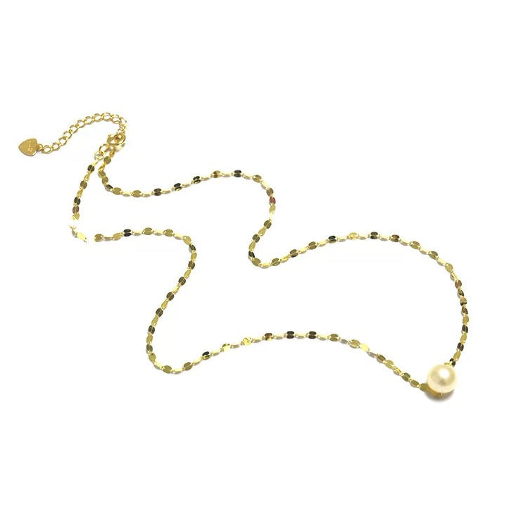 Pearl on Sequinned Kiss Collar Chain Necklace