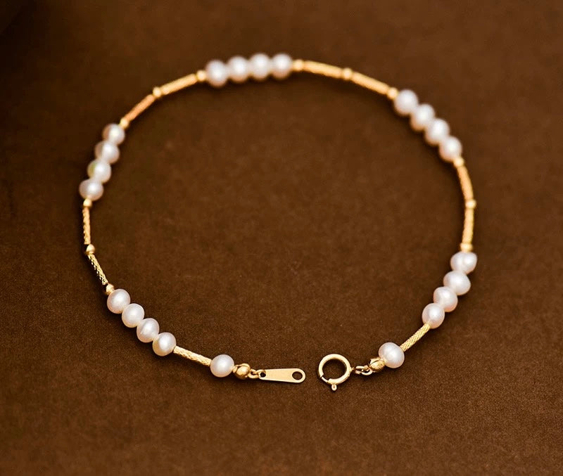 Trio Pearl Beaded Bangle Bracelet