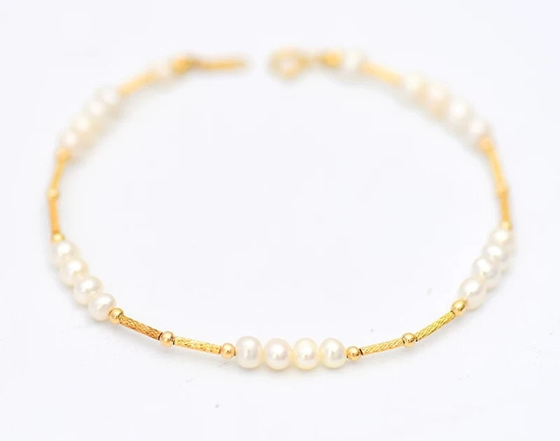 Trio Pearl Beaded Bangle Bracelet