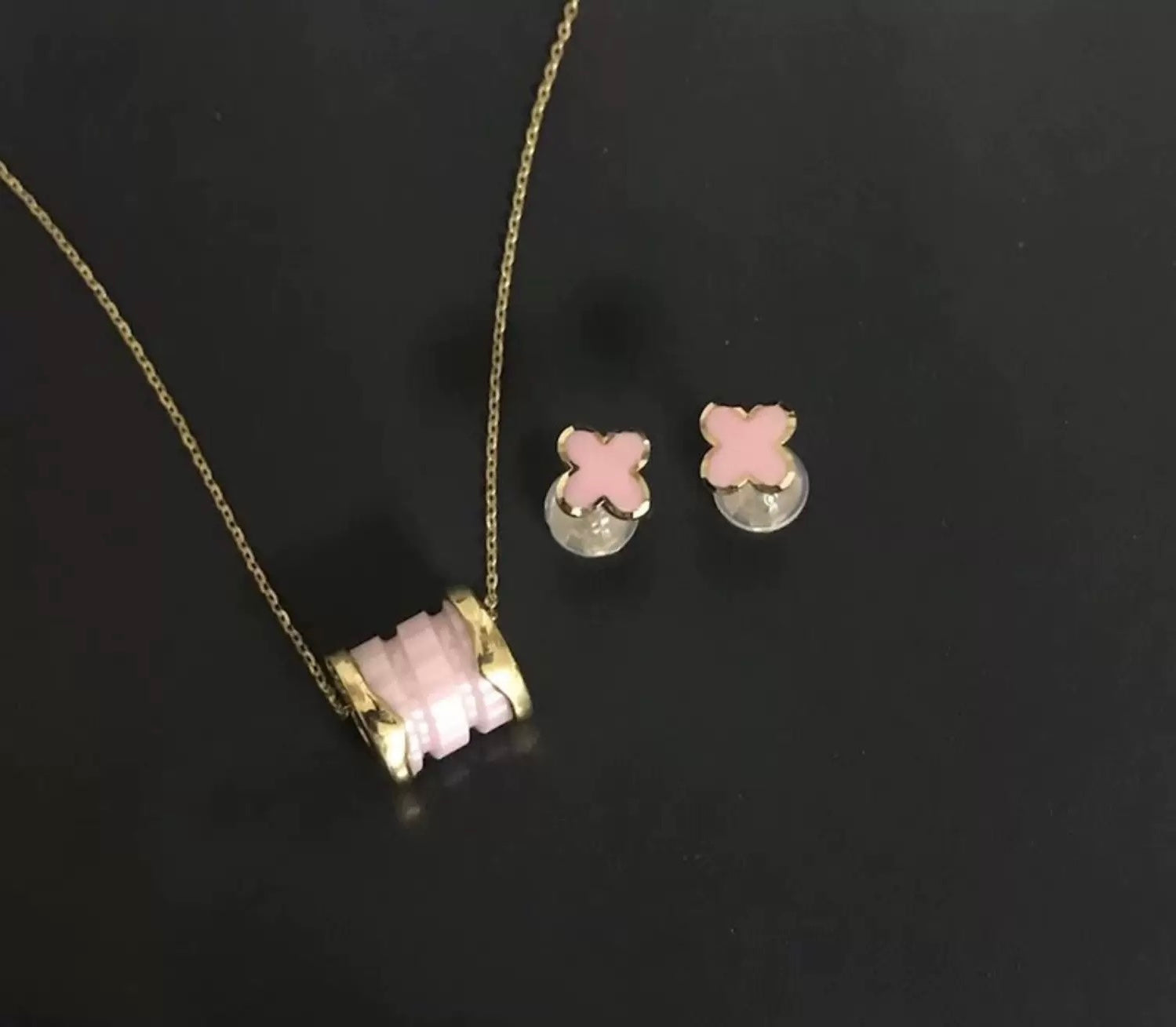 Cut Edge Pink Clover Stud Earrings