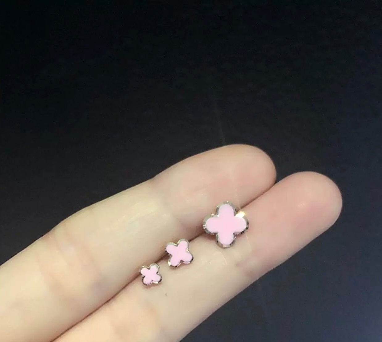 Cut Edge Pink Clover Stud Earrings