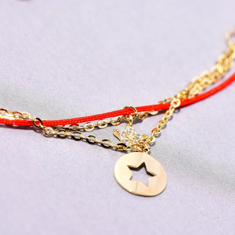 Chain & Red Rope Superstar Bracelet