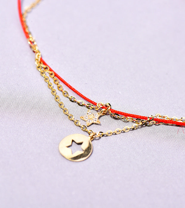 Chain & Red Rope Superstar Bracelet