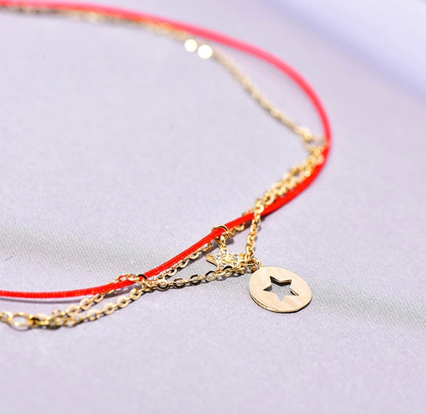 Chain & Red Rope Superstar Bracelet